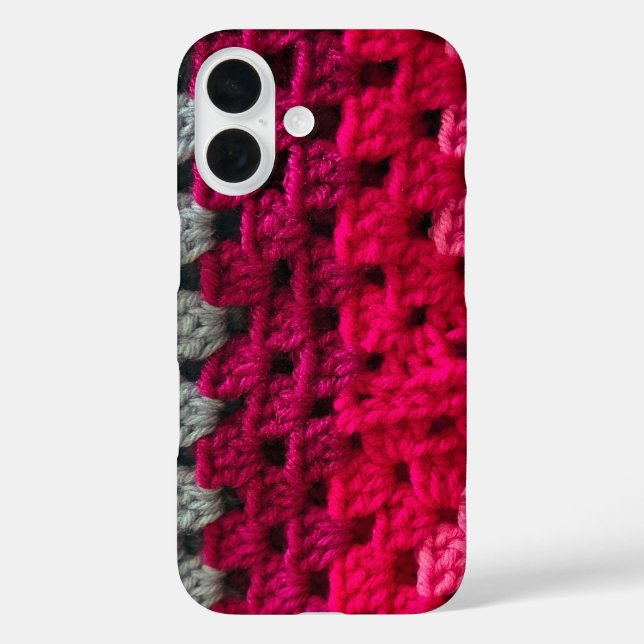Häkel-Granny-Square-Muster iPhone 16 Hülle (Rückseite)