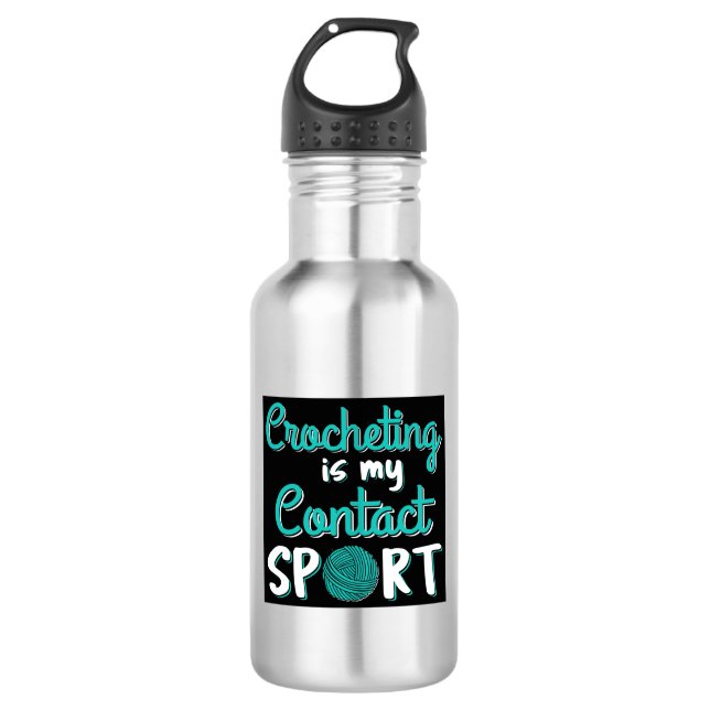Häkelarbeit ist mein Kontaktsport Edelstahlflasche (Vorderseite)