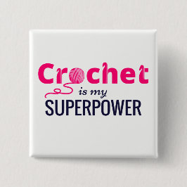 Häkelarbeit ist meine Supermacht im Rosa Button