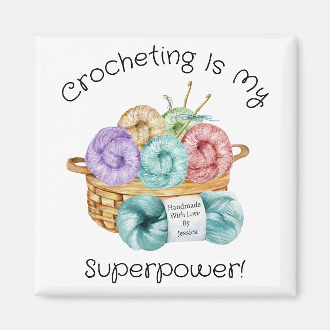 Häkelarbeit ist meine Supermacht Personalisiert Magnet (Vorne)