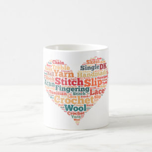 Häkelarbeit-Wort-Wolke Kaffeetasse