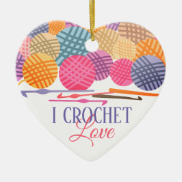 Häkelarbeithaken-Garn-Liebe Weihnachtsverzierung Keramikornament