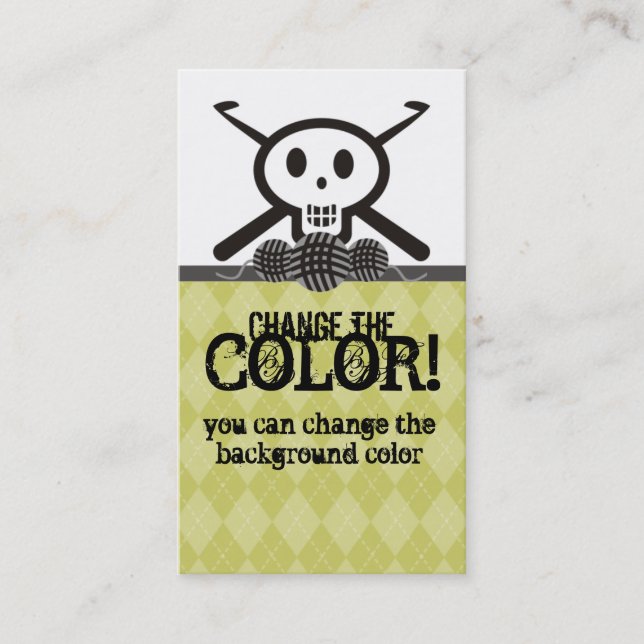 Häkelarbeithakenschädel mit Garn-Visitenkarte Visitenkarte (Vorderseite)