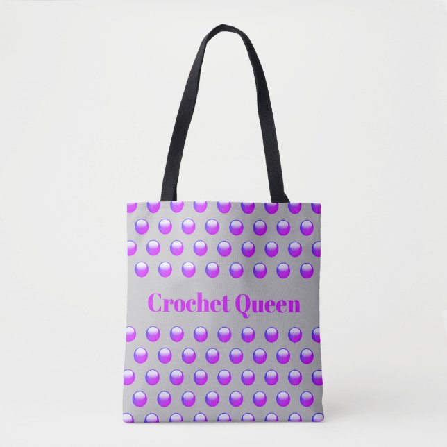 Häkeldronning Violette Punkte Geometrisch Tasche (Vorderseite)