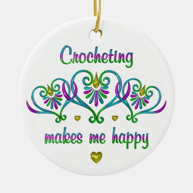 Häkelei macht mich glücklich keramik ornament (Vorne)