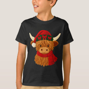 Häkeln Highland-Kuh Weihnachten Winter Mädchen Kin T-Shirt