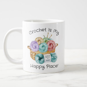 Häkeln ist mein glücklicher Ort Personalisiert Jumbo-Tasse