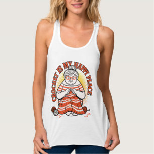 Häkeln Ist Mein Glücksort – Fröhliche Oma Tank Top