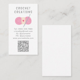 Häkeln mit rosa Garn QR-Code-Handgemachte Geschäft Visitenkarte