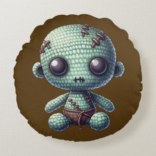 Häkeln Sie süße Voodoo-Puppe Rundes Kissen