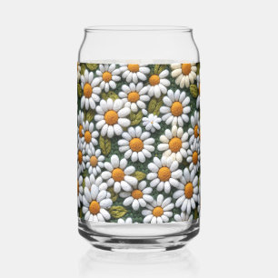 Häkeln Sie weiße Gänseblümchen Frühlingswildblumen Dosenglas