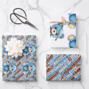 Häkeln Teddy Bär Baby Shower Geschenkpapier Set