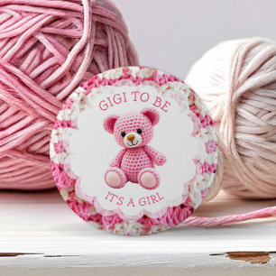 Häkeln Teddybär Rosa Gigi wird es Button