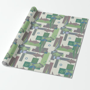 Hakki Ziergegend mit Fisch. Geschenkpapier