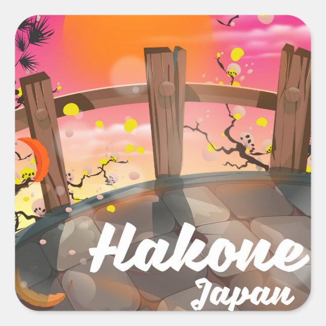 Hakone japan blüht Poster. Quadratischer Aufkleber (Vorderseite)