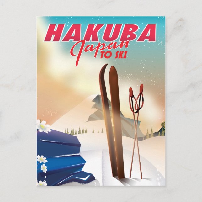 Hakuba Japanisches Reiseplakat. Postkarte (Vorderseite)