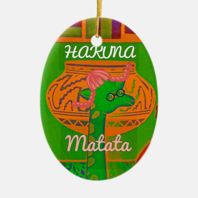 Hakuna Giraffe Art Print Keramikornament (Vorne)