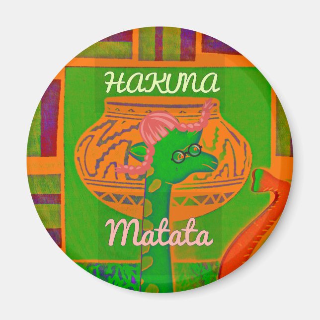 Hakuna Giraffe Art Print Magnet (Vorne)