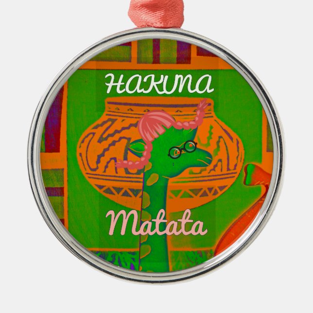 Hakuna Giraffe Art Print Ornament Aus Metall (Vorne)