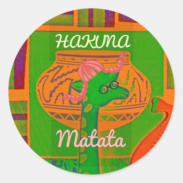 Hakuna Giraffe Art Print Runder Aufkleber (Vorderseite)