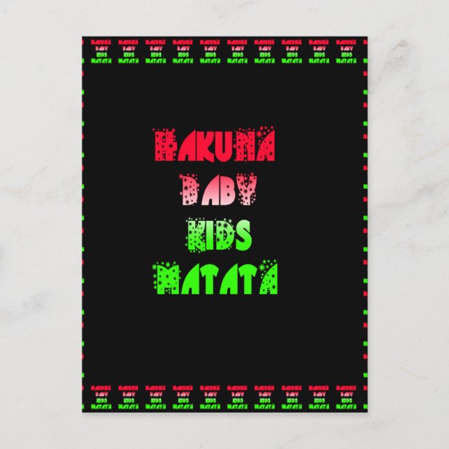 Hakuna Matata Baby Kinder Geschenke phantastische  Postkarte (Vorderseite)