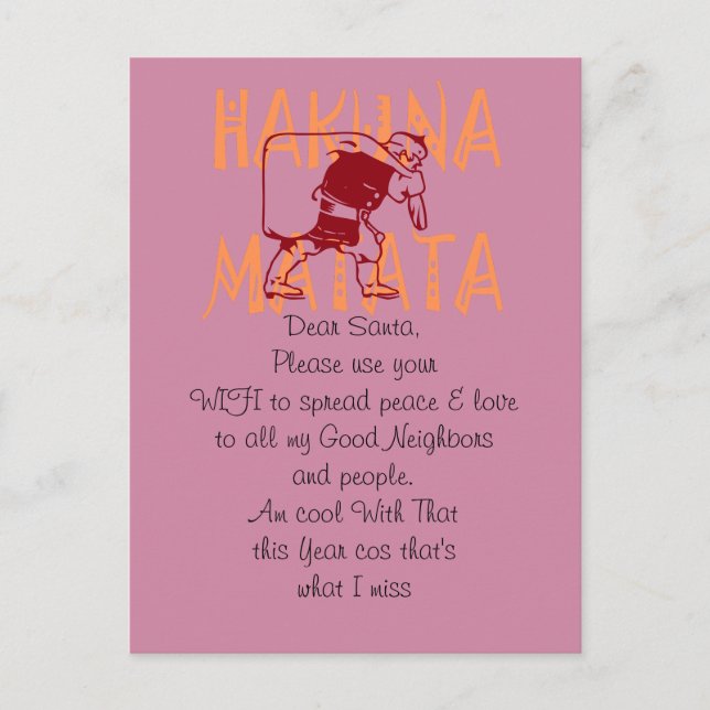 Hakuna Matata Chère carte postale Père Noël (Devant)