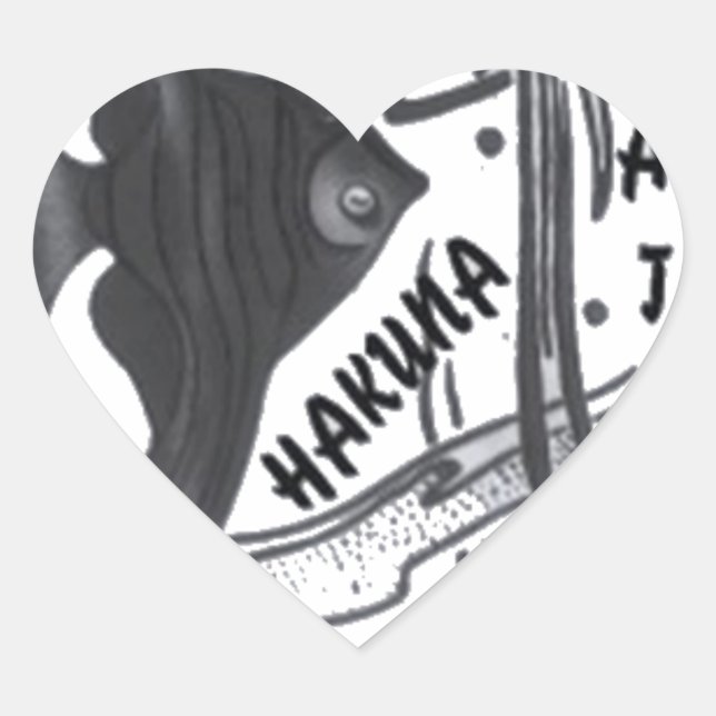 Hakuna Matata Fische Kunst drucken Herz-Aufkleber (Vorderseite)