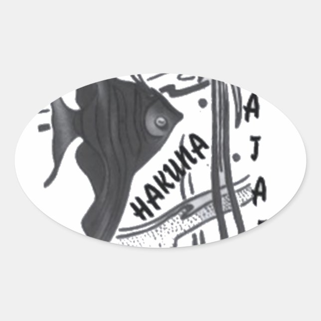Hakuna Matata Fische Kunst drucken Ovaler Aufkleber (Vorderseite)