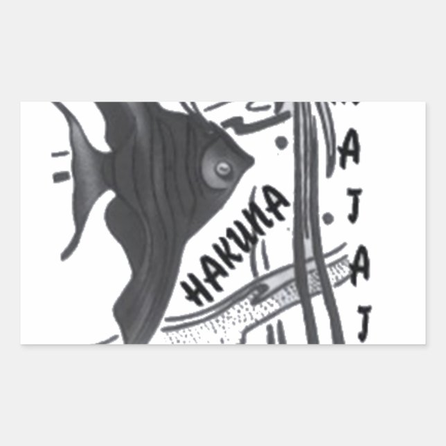Hakuna Matata Fische Kunst drucken Rechteckiger Aufkleber (Vorderseite)