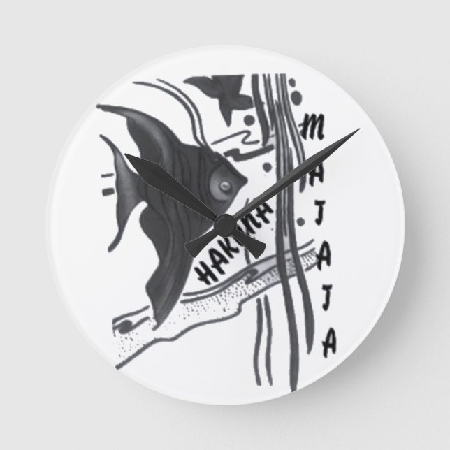 Hakuna Matata Fische Kunst drucken Runde Wanduhr (Vorderseite)