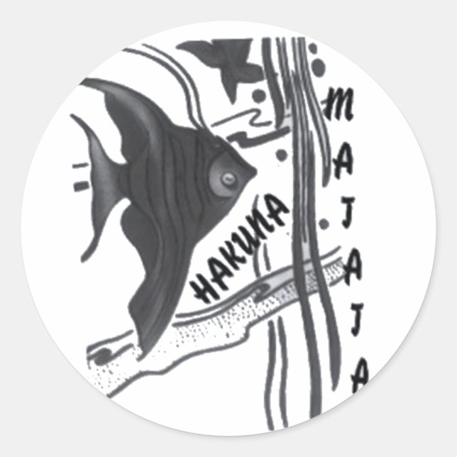 Hakuna Matata Fische Kunst drucken Runder Aufkleber (Vorderseite)