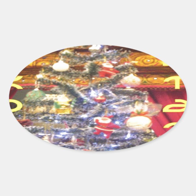 Hakuna Matata Frohe Weihnachten & ein glückliches  Ovaler Aufkleber (Vorderseite)