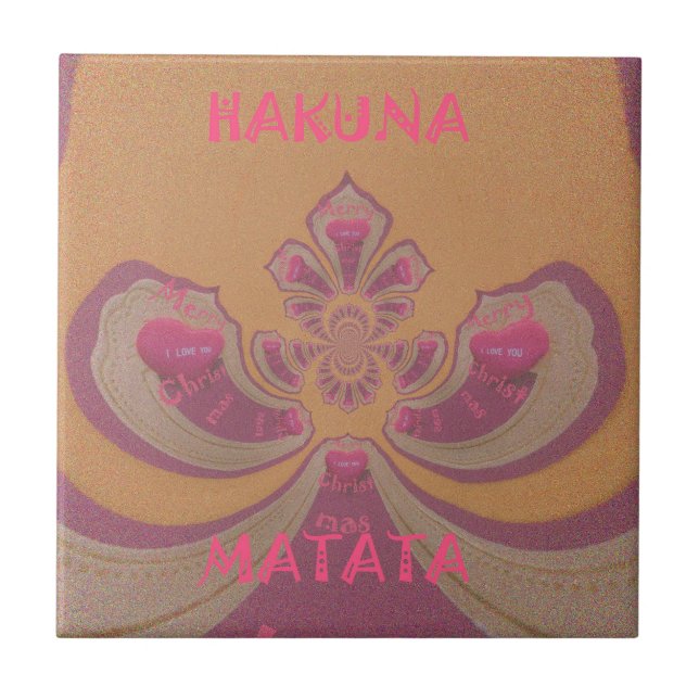 Hakuna Matata Frohe Weihnachten schöne Herzen Desi Fliese (Vorderseite)