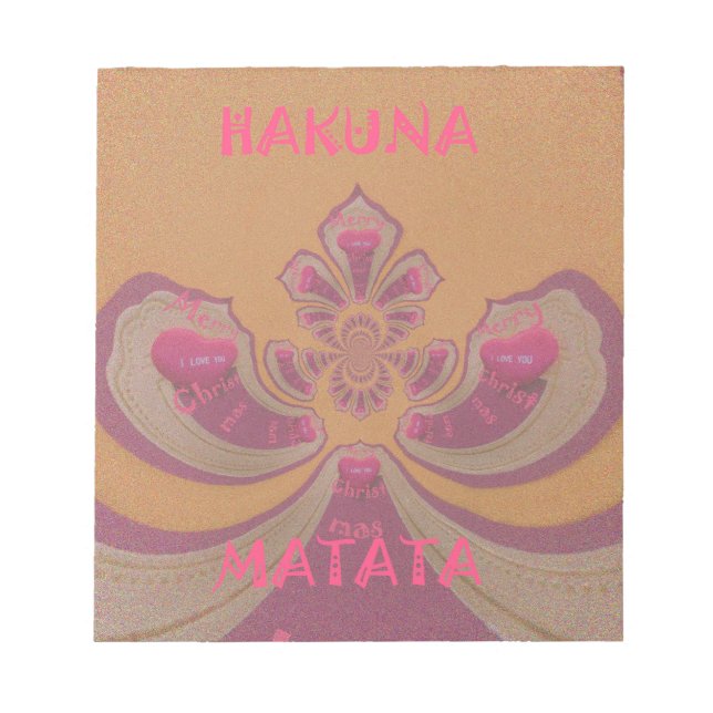 Hakuna Matata Frohe Weihnachten schöne Herzen Desi Notizblock (Vorderseite)