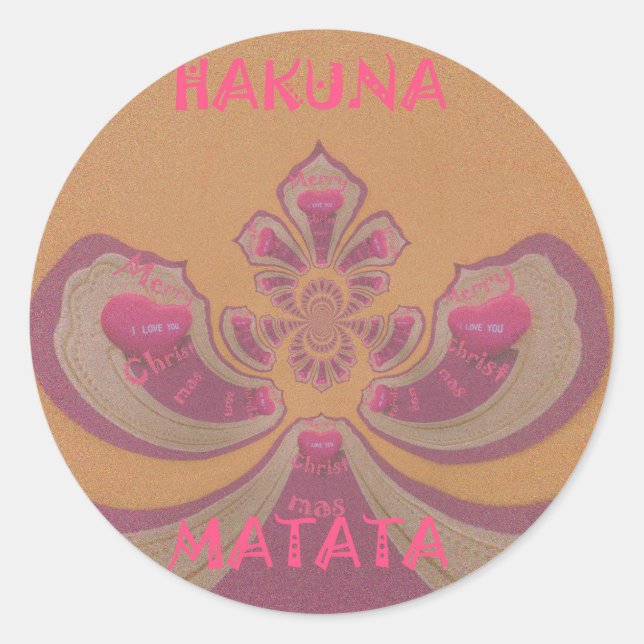 Hakuna Matata Frohe Weihnachten schöne Herzen Desi Runder Aufkleber (Vorderseite)