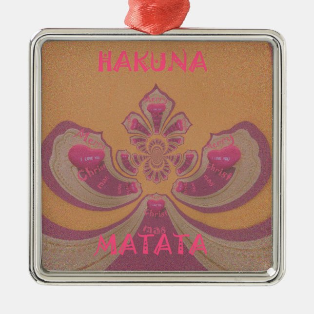 Hakuna Matata Frohe Weihnachten schöne Herzen Desi Silbernes Ornament (Vorne)