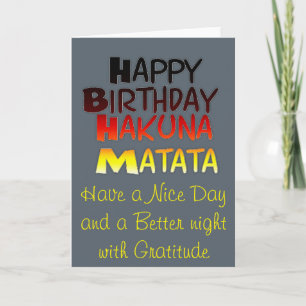 Hakuna Matata Grußkarte Vertikale Vorlage