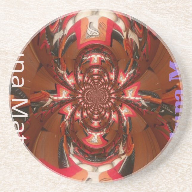 Hakuna Matata Halloween Mask Kaleidoskop Abstrakt Sandstein Untersetzer (Vorne)