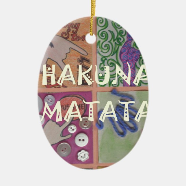 Hakuna Matata Handzeichen Kunst drucken Keramikornament (Vorne)