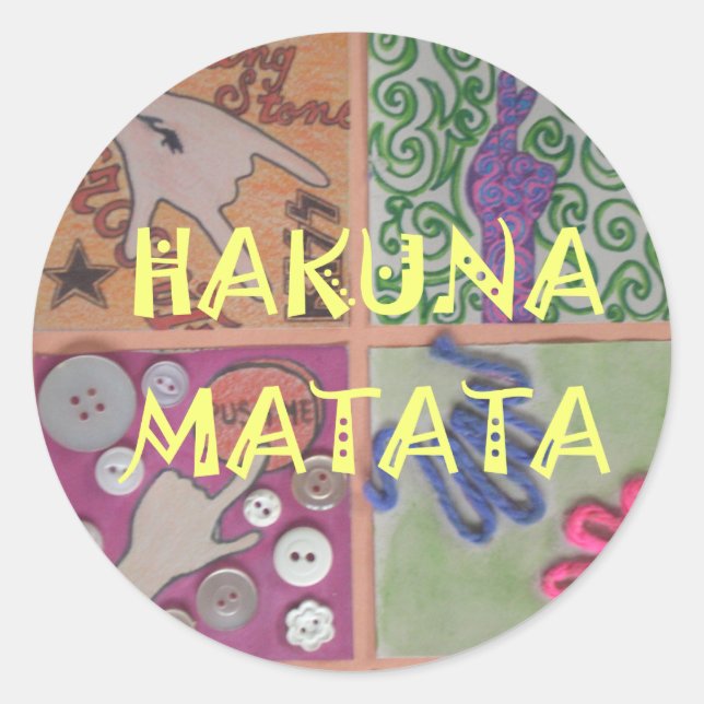 Hakuna Matata Handzeichen Kunst drucken Runder Aufkleber (Vorderseite)