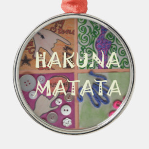Hakuna Matata Handzeichen Kunst drucken Silbernes Ornament