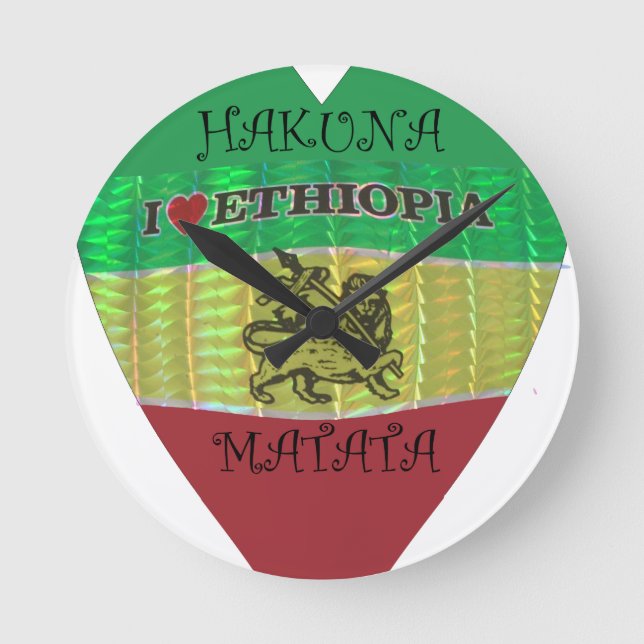 Hakuna Matata I Liebe Ethiopia Colors.png Runde Wanduhr (Vorderseite)