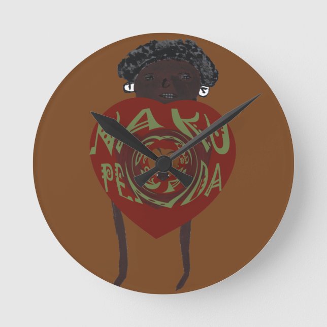 Hakuna Matata I Liebe Sie Nakupenda Kenia Suaheli Runde Wanduhr (Vorderseite)
