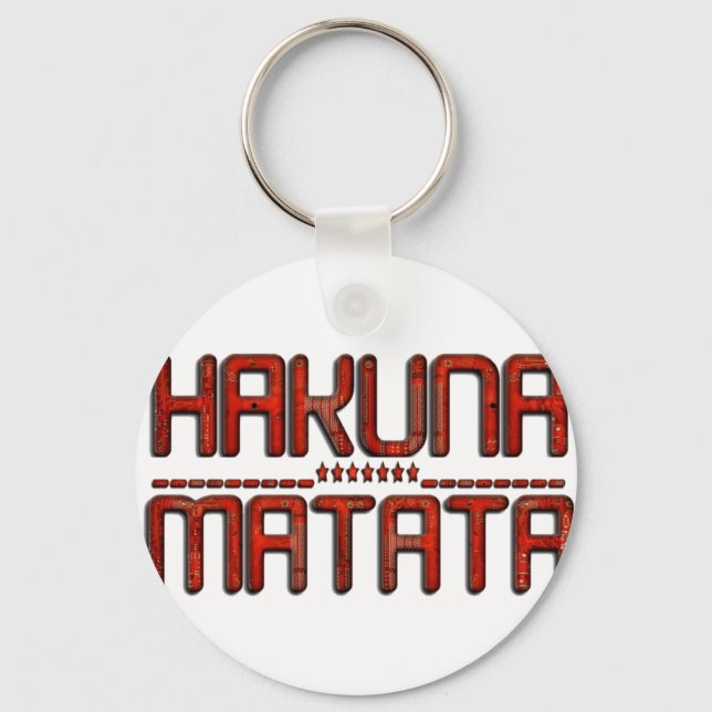 Hakuna Matata in Red With Stars Techno Schlüsselanhänger (Vorderseite)