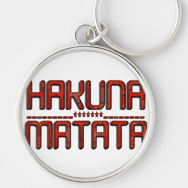 Hakuna Matata in Red With Stars Techno Schlüsselanhänger (Vorne)