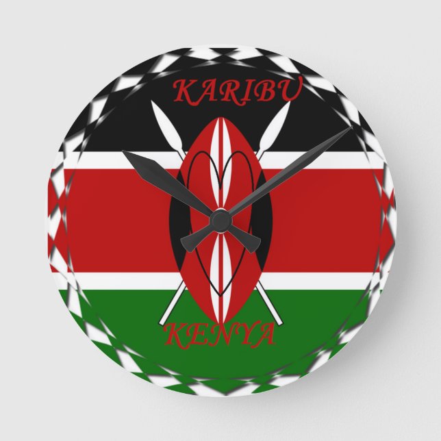 Hakuna matata Karaibu Kenya Runde Wanduhr (Vorderseite)