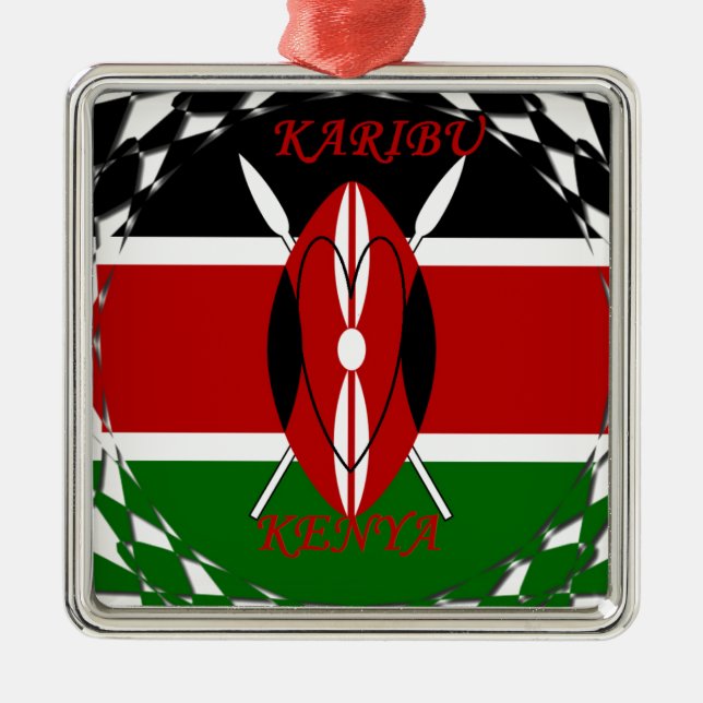 Hakuna matata Karaibu Kenya Silbernes Ornament (Vorne)