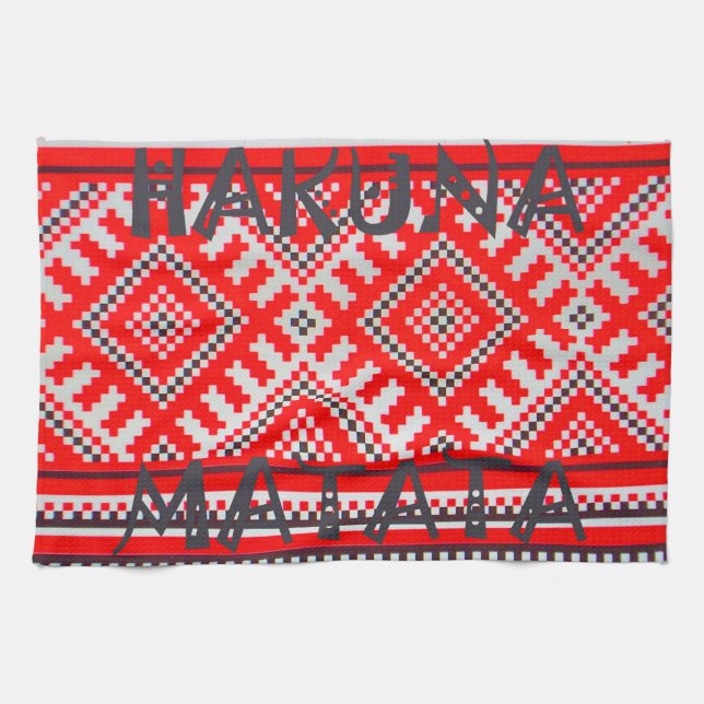 Hakuna Matata - Keine Sorge Swahili Art Collection Geschirrtuch (Horizontal)