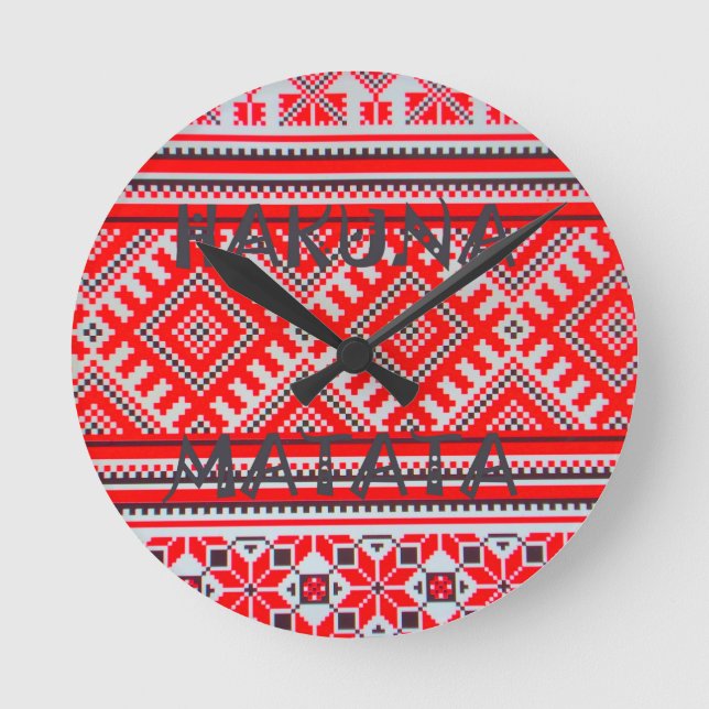 Hakuna Matata - Keine Sorge Swahili Art Collection Runde Wanduhr (Vorderseite)