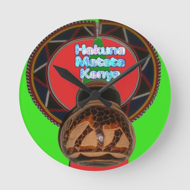 Hakuna Matata Kenya Art Print Runde Wanduhr (Vorderseite)